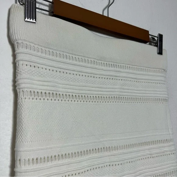 Torn by Ronny Kobo Pointelle Knit Bodycon Pencil Midi Skirt Ivory Size Medium - Picture 4 of 8